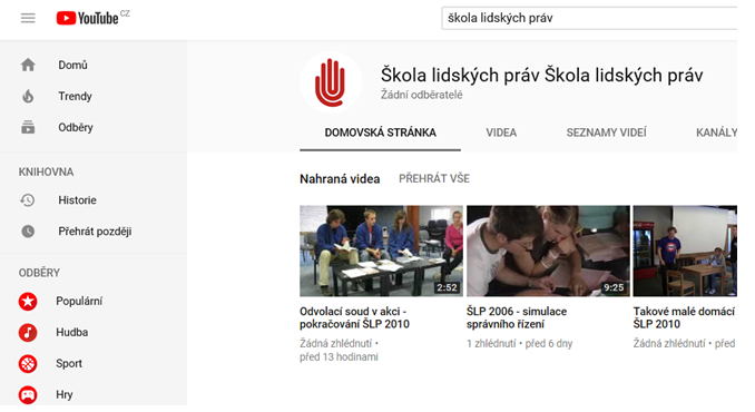 Na youtube kanálu se můžete podívat na videa z předchozích ŠLP