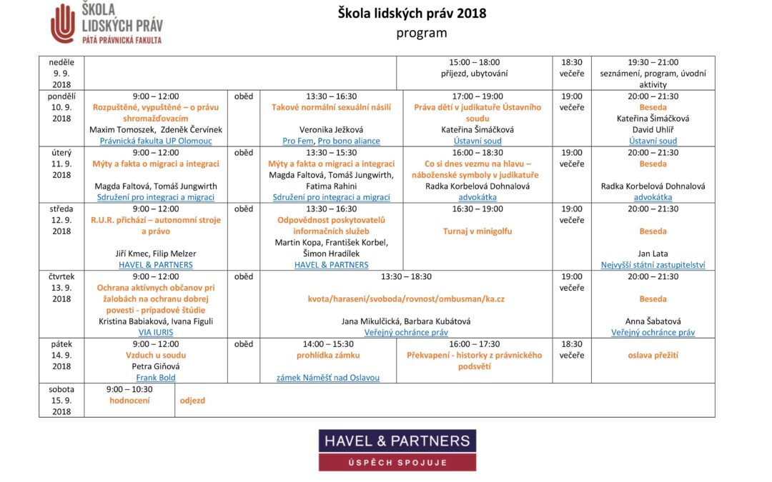 Program ŠLP 2018 je na světě