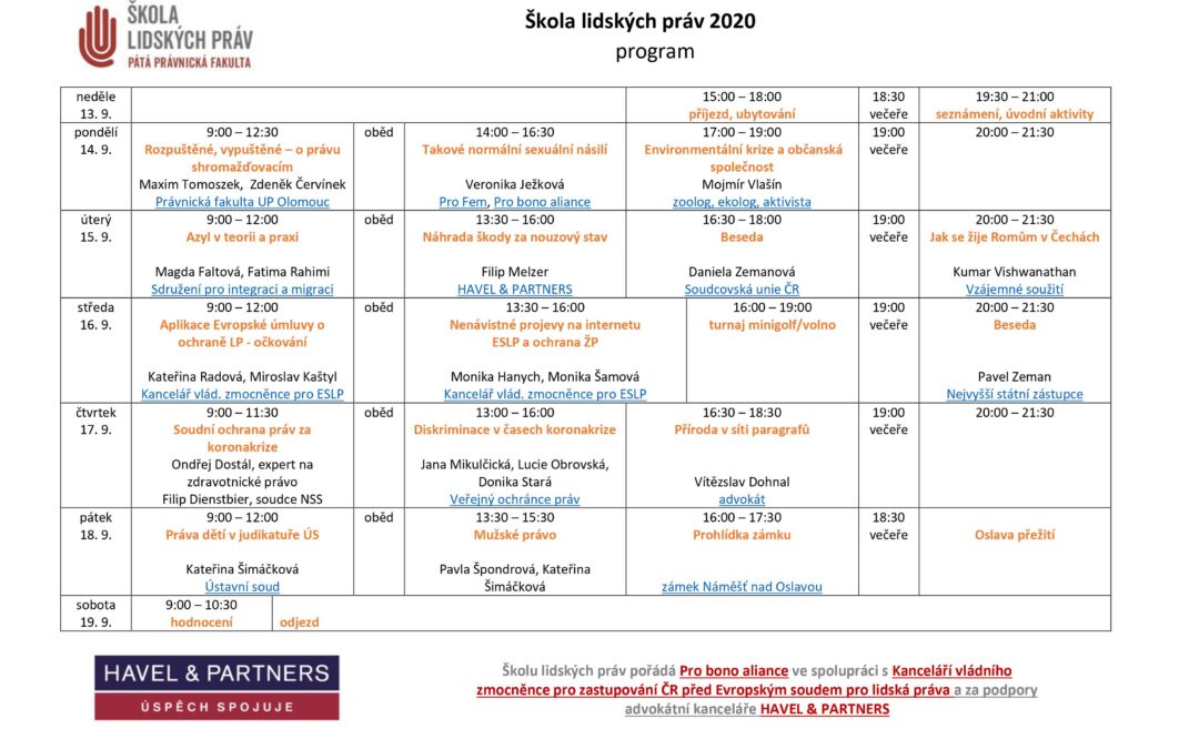 Program ŠLP 2020 – je na co se těšit!