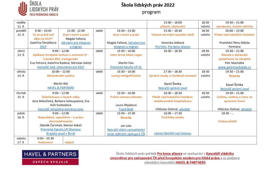 Program ŠLP 2022 – je na co se těšit!